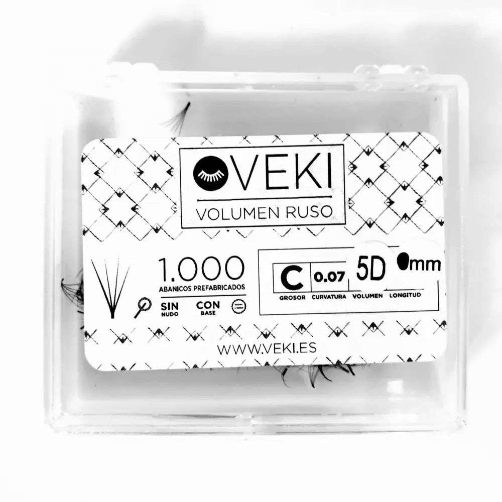 VEKI Pestañas Volumen Ruso 5D con base - 4 - Abanicos prearmados de volumen