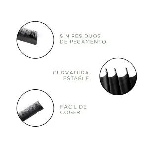 0.05 D curvatura extensiones de pestañas Natural Mate (20 filas) - 1 - Extensiones de pestañas volumen