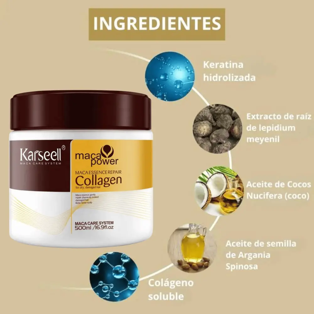 Karseell Hårmaske Maca Kollagen 500ml - 5 - Profesjonell kosmetikk