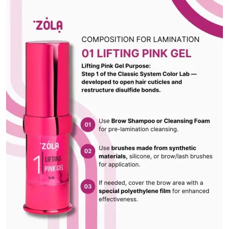 ZOLA Color Lab Lifting Pink Gel 01 Cejas y Pestañas 10ml 25,00 € - 2