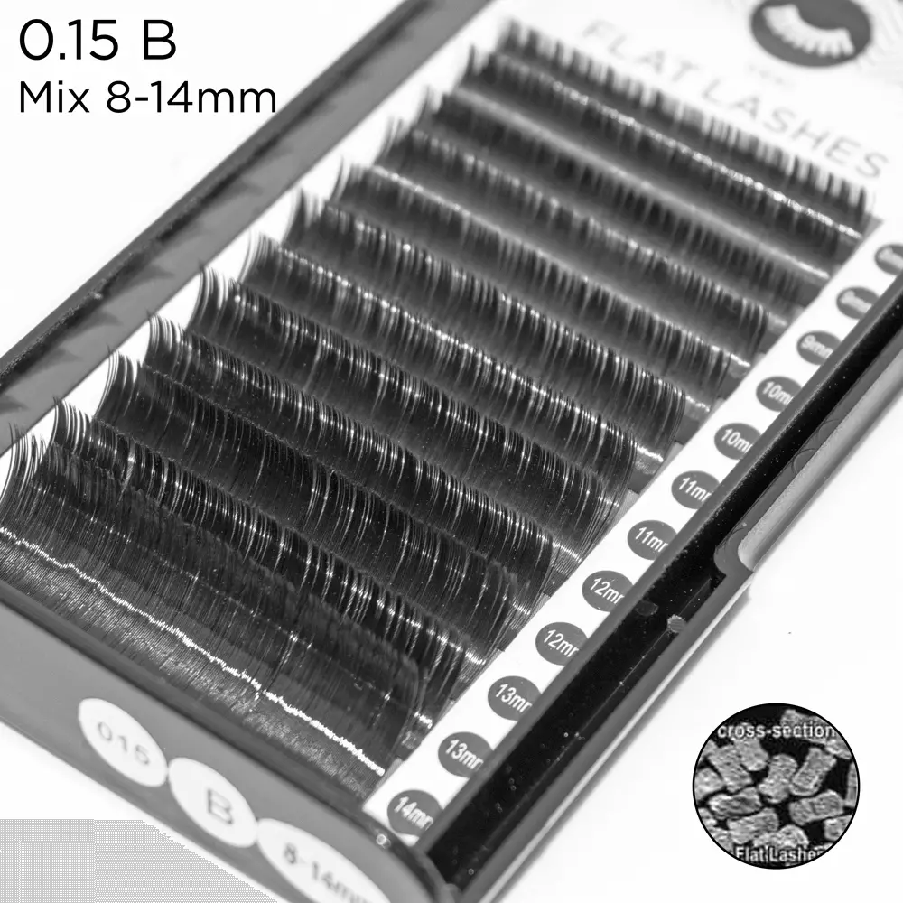 0.15 B-Krümmung Flache Tabs - Flache Wimpern - 4 - Klassische Wimpern