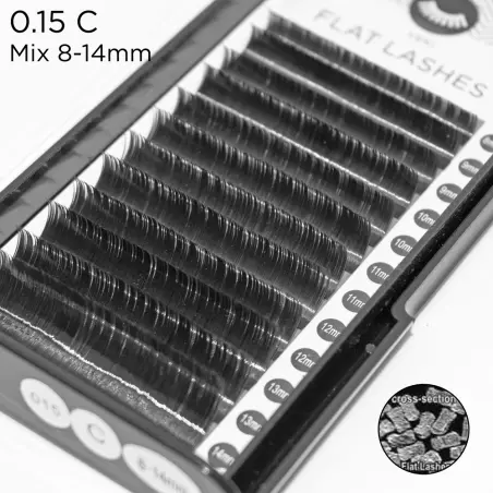 0.15 C-curvatura Flat Tabs - Cílios Planos - 4 - Extensões de pestanas fio a fio
