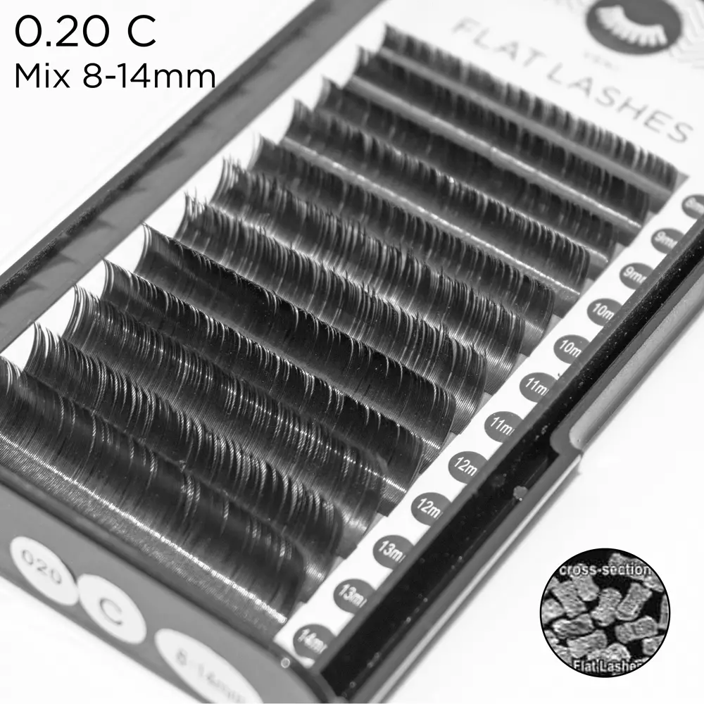 0.20 C-curvature Flat Tabs - Flat Lashes - 4 - Individual Eyelash Extensions
