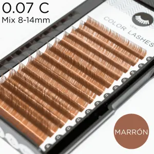 0.07 C-curvatura pestañas de color marrón - 1 - Pestañas de colores y ombré