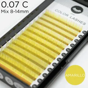 0.07 C-curvatura pestañas de color amarillo - 1 - Pestañas de colores y ombré
