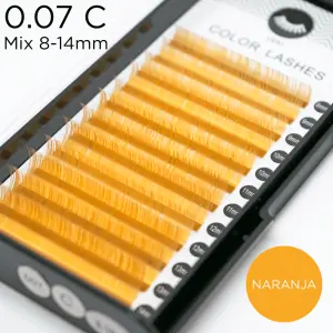 0.07 C-curvatura pestañas de color naranja - 1 - Pestañas de colores y ombré