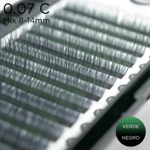 0.07 C-curvatura pestañas Ombre Lashes negro-verde Mix - 1 - Pestañas de colores y ombré