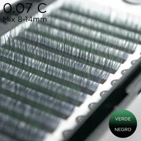 0.07 C-curvature lashes Ombre Lashes black-green - 1 - Colored and Ombré Lashes