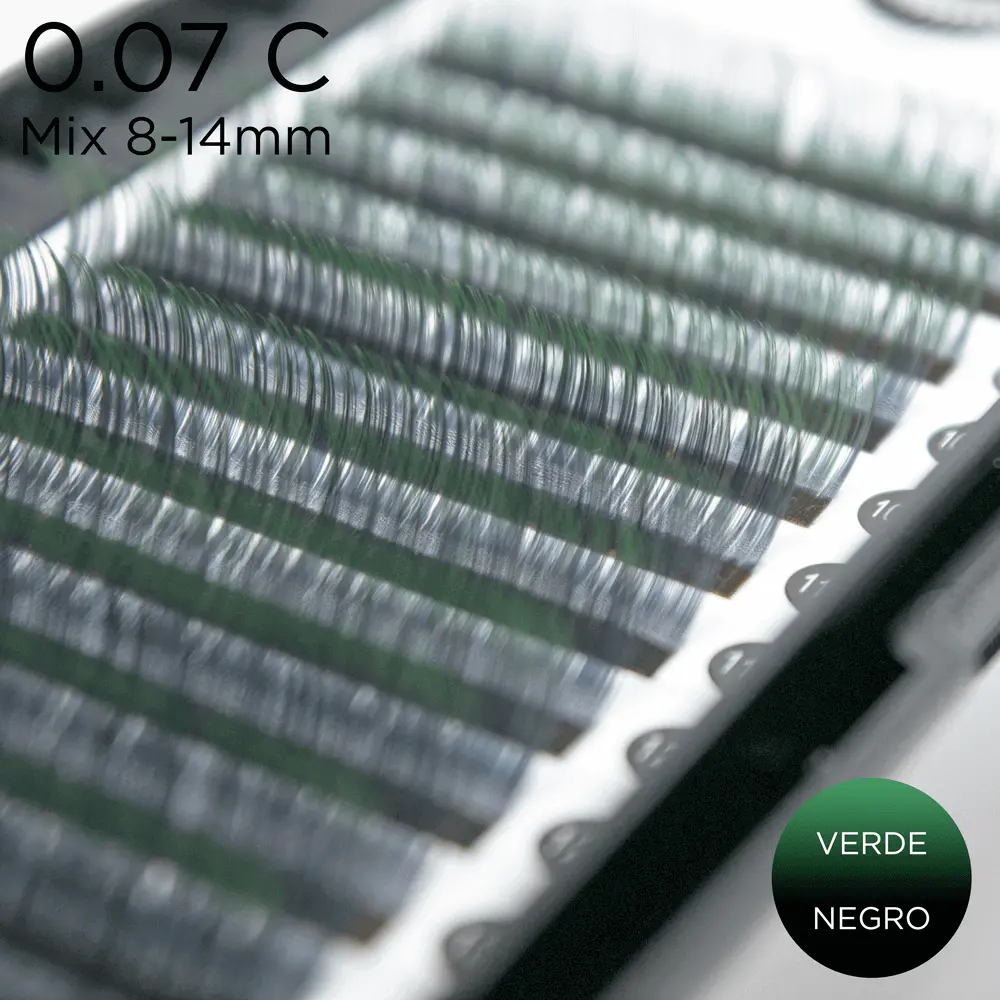 0.07 C-curvature lashes Ombre Lashes black-green - 1 - Colored and Ombré Lashes