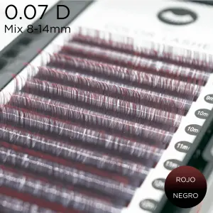 0.07 D-curvatura pestañas Ombre biocolor negro-rojo Mix - 1 - Pestañas de colores y ombré