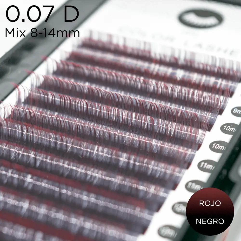 0.07 D-Krümmung Wimpern Ombre Biocolor schwarz-rot - 1 - Farbige und Ombré Wimpern