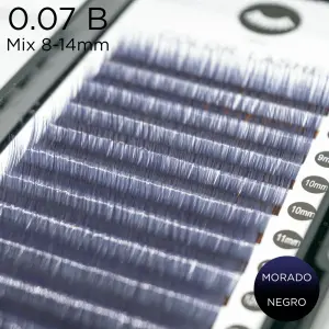 0.07 B-curvatura pestañas Ombre biocolor negro-morado Mix - 1 - Pestañas de colores y ombré