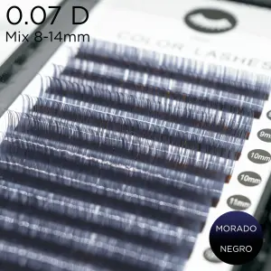 0.07 D-curvatura pestañas Ombre biocolor negro-morado Mix - 1 - Pestañas de colores y ombré