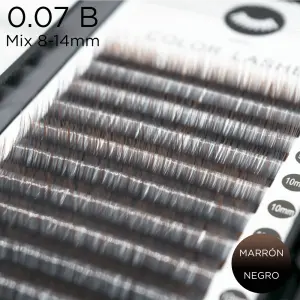 0.07 B-curvatura pestañas Ombre biocolor negro-marrón Mix - 1 - Pestañas de colores y ombré