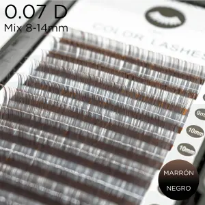 0.07 D-curvatura pestañas Ombre biocolor negro-marrón Mix - 1 - Pestañas de colores y ombré