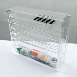 VEKI Caja Organizadora de Extensiones de Pestañas con 6 Bases y 1 Cajón - 1 - Herramientas y accesorios
