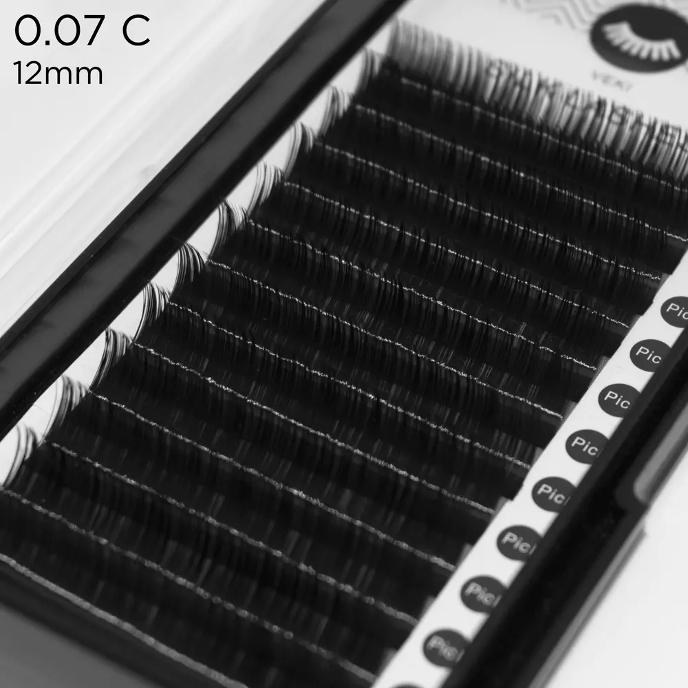 0.07 C-zakřivení hedvábné prodloužení řas - 9 - Objemové prodlužování řas