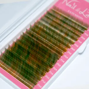 Pestañas de colores Candy Lash 0.07 C Mix 8-15mm Verde - 1 - Pestañas de colores y ombré