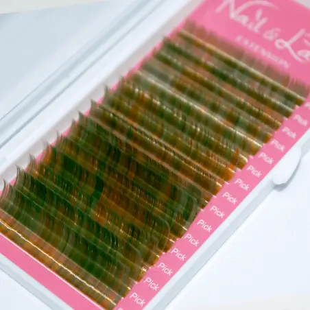 Πολύχρωμες βλεφαρίδες Candy Lash 0.07 C Mix 8-15mm Πράσινο - 1 - Χρωματιστές βλεφαρίδες και ombré